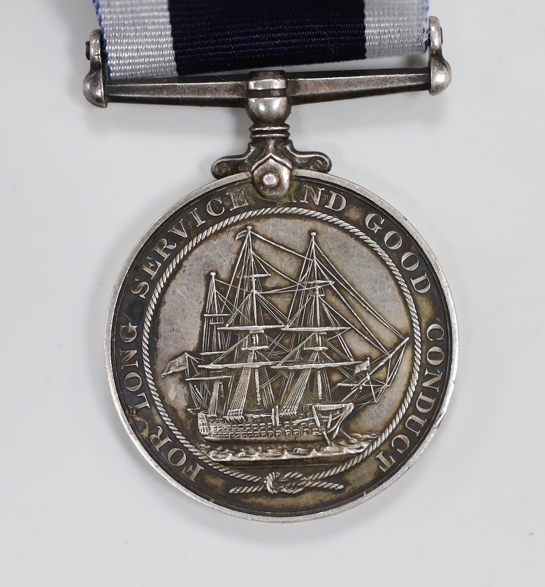 A Royal Navy Long Service and Good Conduct medal to k.62909 DRAGE STO.1. HMS COURAGEOUS, George VI issue